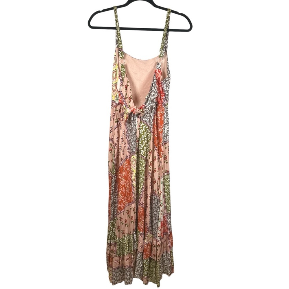 Anthropologie Abel the Label Gypsiana Patchwork Boho Maxi Dress Tie-Back‎ S - Picture 5 of 13